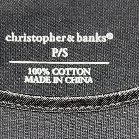 Christopher & Banks Black Satin Trim Crew Neck - Picture 3 of 10
